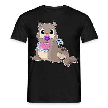 Seehund Baby Lätzchen Schnuller - Männer T-Shirt - Schwarz - Vorne - AI Model Male 178 light (178cm)
