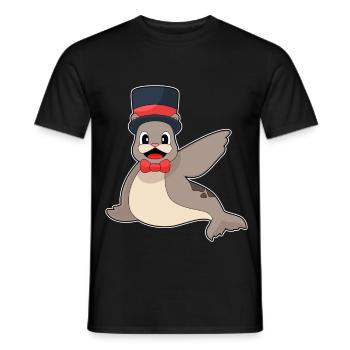 Phoque marié chapeau haut de forme mariage - T-shirt homme - noir - Devant - AI Model Male 178 light (178cm)