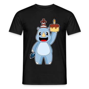 Gâteau d’anniversaire rhinocéros - T-shirt homme - noir - Devant - AI Model Male 178 light (178cm)