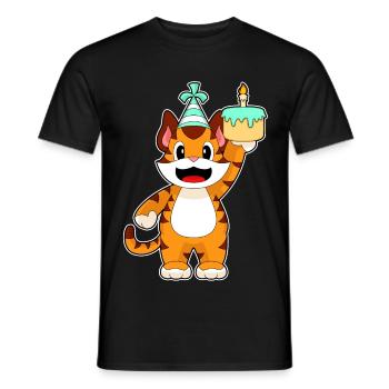 Gâteau d’anniversaire Tiger - T-shirt homme - noir - Devant - AI Model Male 178 light (178cm)