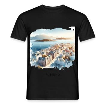 Ålesund City View Scandinavia Norway Summer - Men's T-Shirt - black - Front - AI Model Male 178 light (178cm)