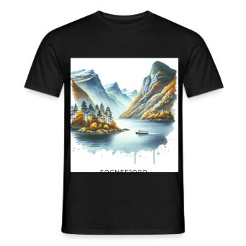 Sognefjord Automne Scandinavie Norvège Plaie naturelle - T-shirt homme - noir - Devant - AI Model Male 178 light (178cm)