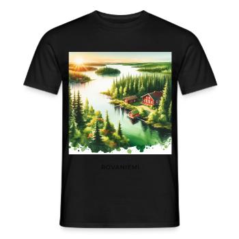 Sommerwald Rovaniemi Skandinavien Finnland Natur - Männer T-Shirt - Schwarz - Vorne - AI Model Male 178 light (178cm)
