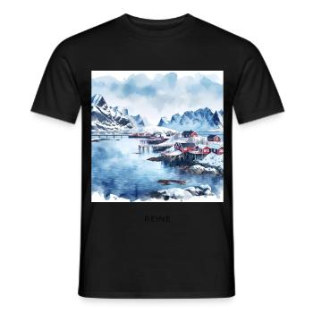 Pure Lofoten Hiver Scandinavie Norvège - T-shirt homme - noir - Devant - AI Model Male 178 light (178cm)