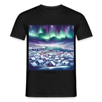 Tromsø Winter Landscape Scandinavia Norway - Men's T-Shirt - black - Front - AI Model Male 178 light (178cm)