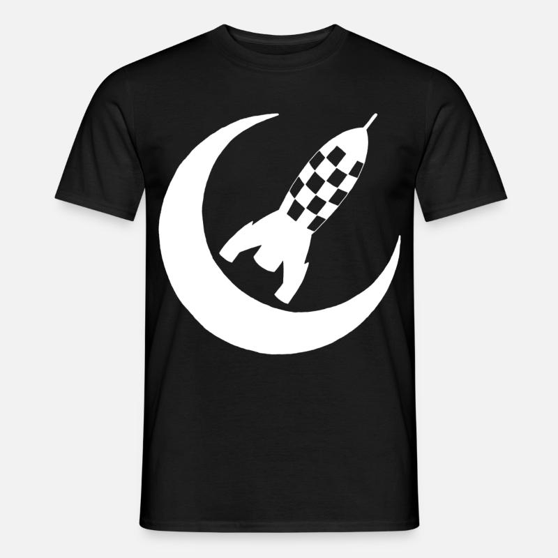 White rocket and half moon - Men's T-Shirt - black