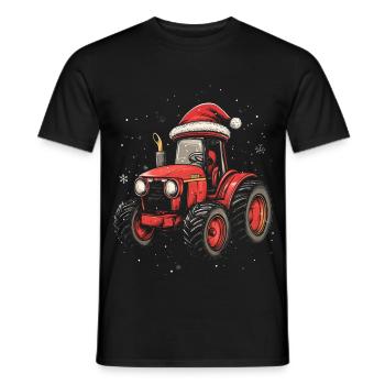 Tractor Christmas Hat Graphic Christmas Farmer - Men's T-Shirt - black - Front - AI Model Male 178 light (178cm)