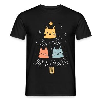Cats Christmas Tree Cat Lover Gift - Men's T-Shirt - black - Front - AI Model Male 178 light (178cm)