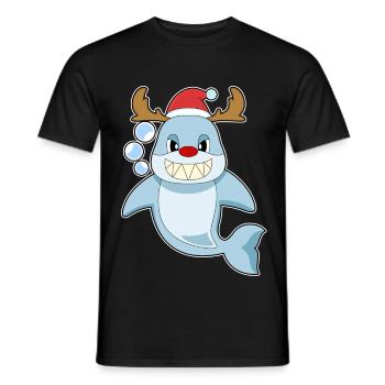Shark Christmas Reindeer - Men's T-Shirt - black - Front - AI Model Male 178 light (178cm)