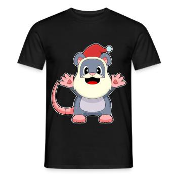 Mouse Christmas Santa Claus - Men's T-Shirt - black - Front - AI Model Male 178 light (178cm)