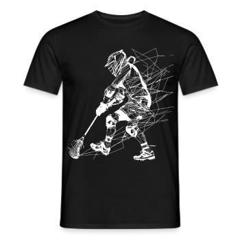 Lacrosse Player Line Art - Men's T-Shirt - black - Front - AI Model Male 178 light (178cm)