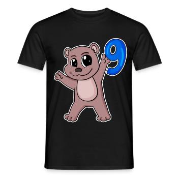 Ours motif 9e anniversaire - 9 ans - T-shirt homme - noir - Devant - AI Model Male 178 light (178cm)