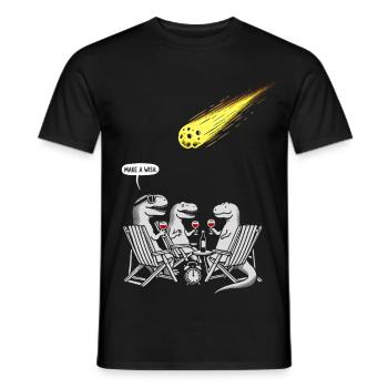 Dîner de dinosaures avec comète en train de tirer - T-shirt homme - noir - Devant - AI Model Male 178 light (178cm)