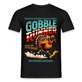 Gobble Runner – Turkey’s Escape Adventure Begins - Men's T-Shirt - black - Front - AI Model Male 178 light (178cm)