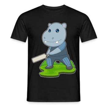Hippopotame Cricket Battes de cricket - T-shirt homme - noir - Devant - AI Model Male 178 light (178cm)