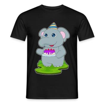 Gâteau d’anniversaire d’éléphant - T-shirt homme - noir - Devant - AI Model Male 178 light (178cm)