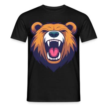 Cartoon Bear Head Roaring - Bold and Playful - Men's T-Shirt - black - Front - AI Model Male 178 light (178cm)