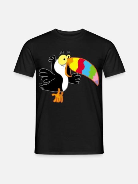 Vogel und mehrfarbiger Schnabel - Männer T-Shirt - Schwarz