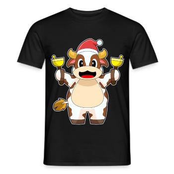 Cloches de Noël Vache Noël - T-shirt homme - noir - Devant - AI Model Male 178 light (178cm)