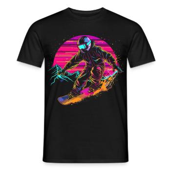 Snowboarder Vaporwave - Men's T-Shirt - black - Front - AI Model Male 178 light (178cm)