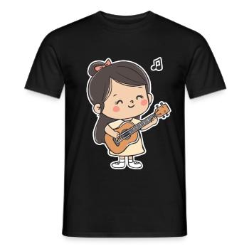 Ukulele Girl Graphic - Men's T-Shirt - black - Front - AI Model Male 178 light (178cm)