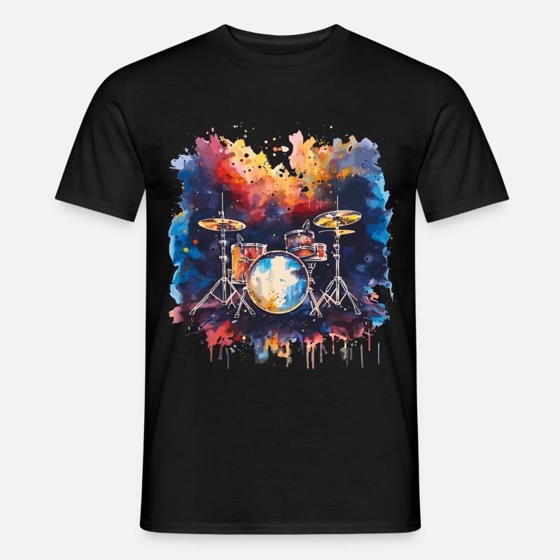 Schlagzeug Synthwave - Männer T-Shirt - Schwarz