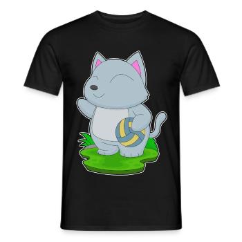 Chat Joueur de Volley-ball Volley-ball - T-shirt homme - noir - Devant - AI Model Male 178 light (178cm)