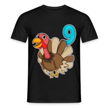 9th Birthday Motif Turkey - 9 Years - Men's T-Shirt - black - Front - AI Model Male 178 light (178cm)
