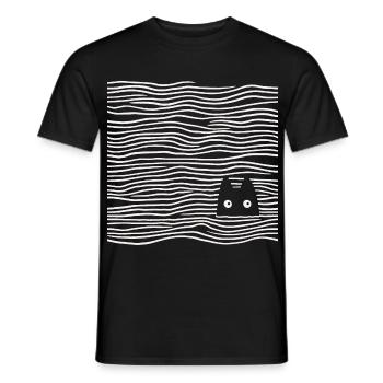 Cat in the sea - Men's T-Shirt - black - Front - AI Model Male 178 light (178cm)