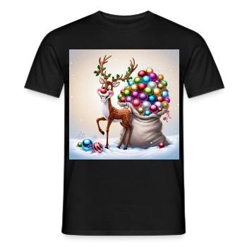 Cute Reindeer - Men's T-Shirt - black - Front - AI Model Male 178 light (178cm)