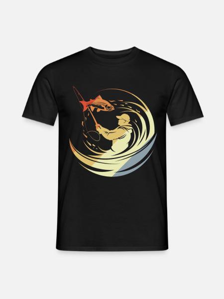 Vintage Fischen - Männer T-Shirt - Schwarz