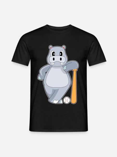 Nilpferd Baseball Baseballschläger - Männer T-Shirt - Schwarz