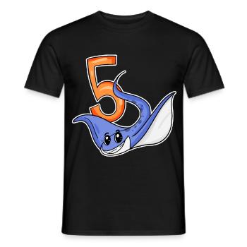 5e anniversaire Motif Stingray - 5 ans - T-shirt homme - noir - Devant - AI Model Male 178 light (178cm)