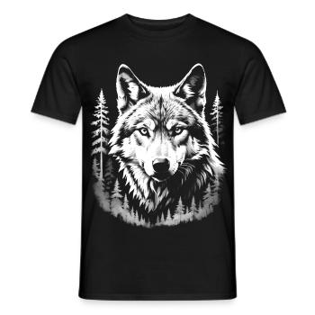 Wolf, Forest - Men's T-Shirt - black - Front - AI Model Male 178 light (178cm)