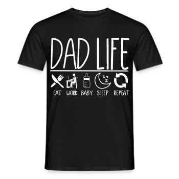 Dad Life Eat Work Baby Repeat - Männer T-Shirt - Schwarz - Vorne - AI Model Male 178 light (178cm)