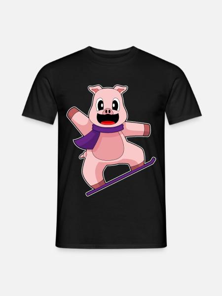 Schwein Snowboarder Snowboard - Männer T-Shirt - Schwarz
