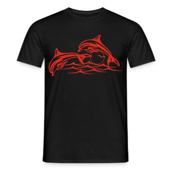 Rote Delfine - Männer T-Shirt - Schwarz - Vorne - AI Model Male 178 light (178cm)