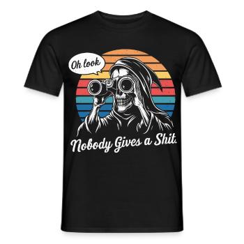 Oh Look Nobody Cares Grim Reaper Humor Design - Men's T-Shirt - black - Front - AI Model Male 178 light (178cm)