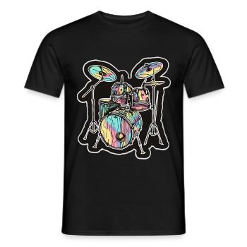 Schlagzeug Cartoon Look - Männer T-Shirt - Schwarz - Vorne - AI Model Male 178 light (178cm)