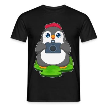 Penguin Photographe Appareil photo - T-shirt homme - noir - Devant - AI Model Male 178 light (178cm)