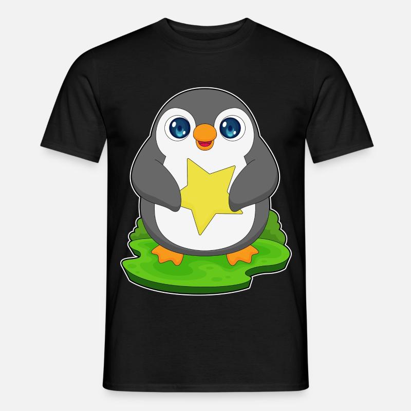 Pinguin Stern - Männer T-Shirt - Schwarz