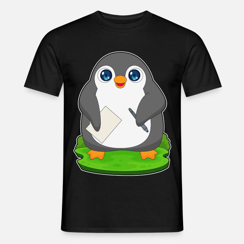 Pinguin Stift Papier - Männer T-Shirt - Schwarz