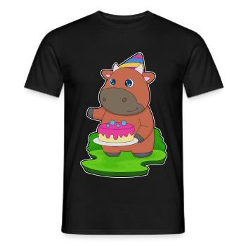 Gâteau d’anniversaire Taureau - T-shirt homme - noir - Devant - AI Model Male 178 light (178cm)