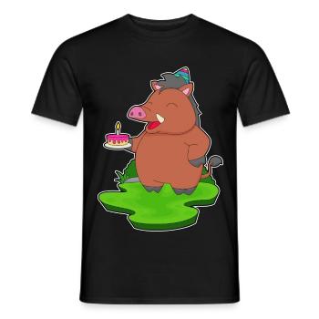 Wildschwein Geburtstag Kuchen - Männer T-Shirt - Schwarz - Vorne - AI Model Male 178 light (178cm)