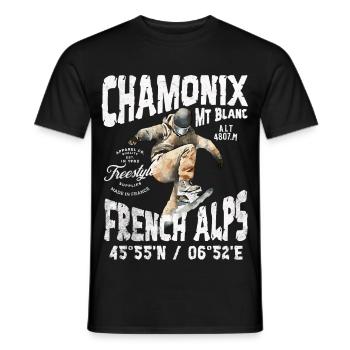 Skateboarding Chamonix Mont Blanc - Men's T-Shirt - black - Front - AI Model Male 178 light (178cm)