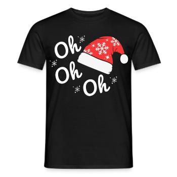 Weihnachtsmütze mit Schneeflocken, Text Happy oh oh oh - Männer T-Shirt - Schwarz - Vorne - AI Model Male 178 light (178cm)