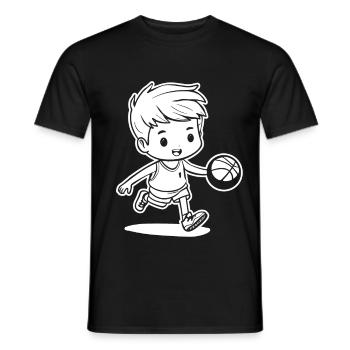 Basketball Boy Drawing - Men's T-Shirt - black - Front - AI Model Male 178 light (178cm)