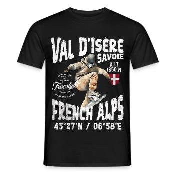 Skateboardeur sur les Alpes Françaises - T-shirt homme - noir - Devant - AI Model Male 178 light (178cm)