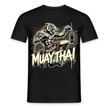 Muay Thai Tiger Boxe thaïlandaise Kickboxing Boxe Cadeau - T-shirt homme - noir - Devant - AI Model Male 178 light (178cm)