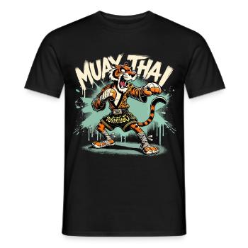 Muay Thai Tiger Boxe thaïlandaise Boxe Cadeau - T-shirt homme - noir - Devant - AI Model Male 178 light (178cm)